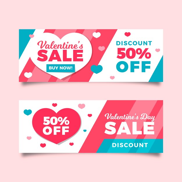 Flat design valentines day sale banners template