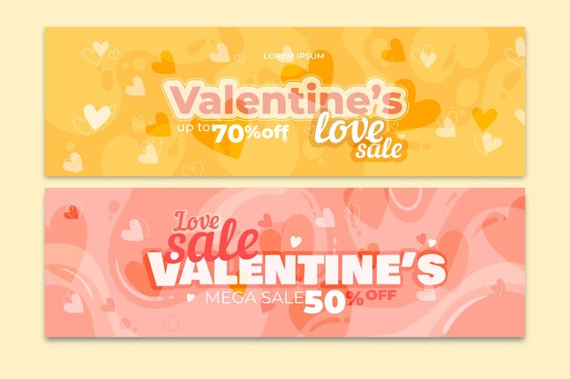 Flat design valentines day sale banners template