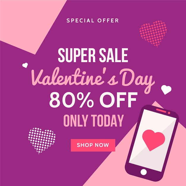 Flat design valentines day sale concept