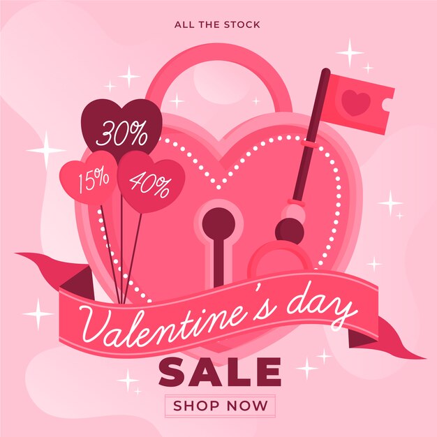 Flat design valentines day sale concept