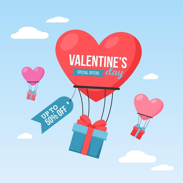 Free Vector flat design valentines day sale