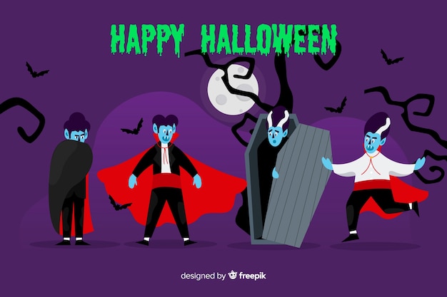 Free Vector flat design vampire character collection