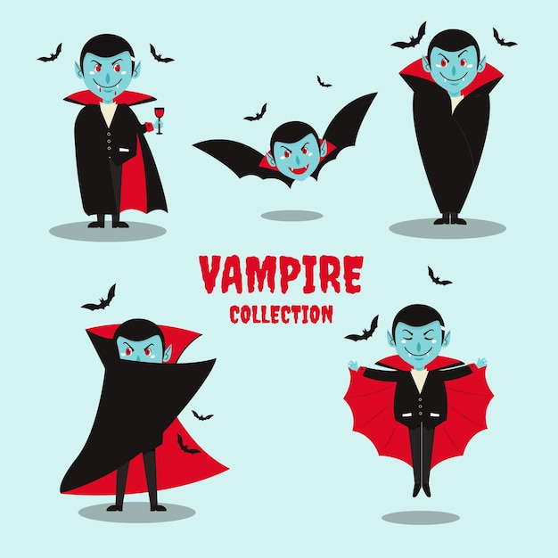 Flat design vampire character collection