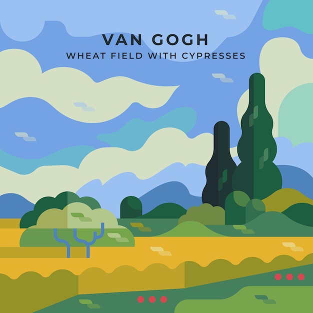 Free Vector flat design van gogh painting illustration