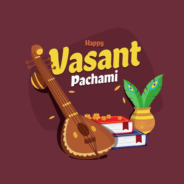 Flat design vasant panchami festival illustration