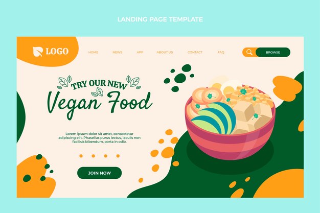 Flat design vegan food landing page