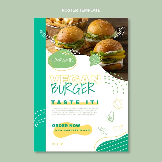 Free Vector flat design vegan food poster template