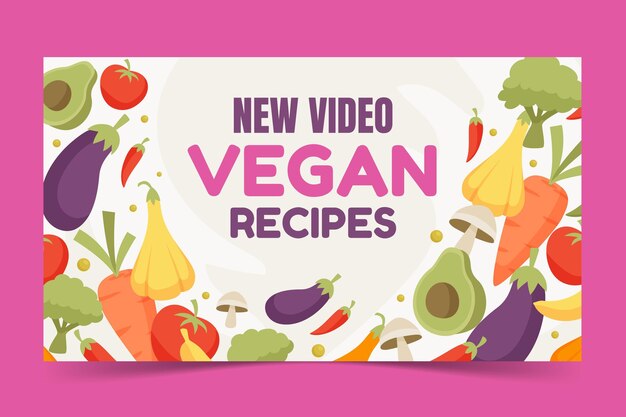 Flat design vegan recipes youtube thumbnail