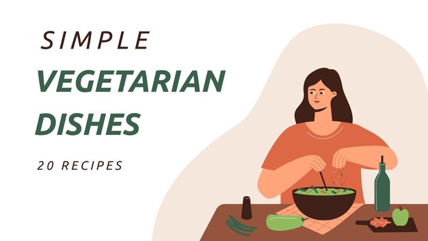 Flat design vegetarian dishes youtube thumbnail