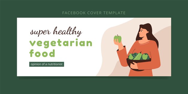 Flat design vegetarian food facebook cover