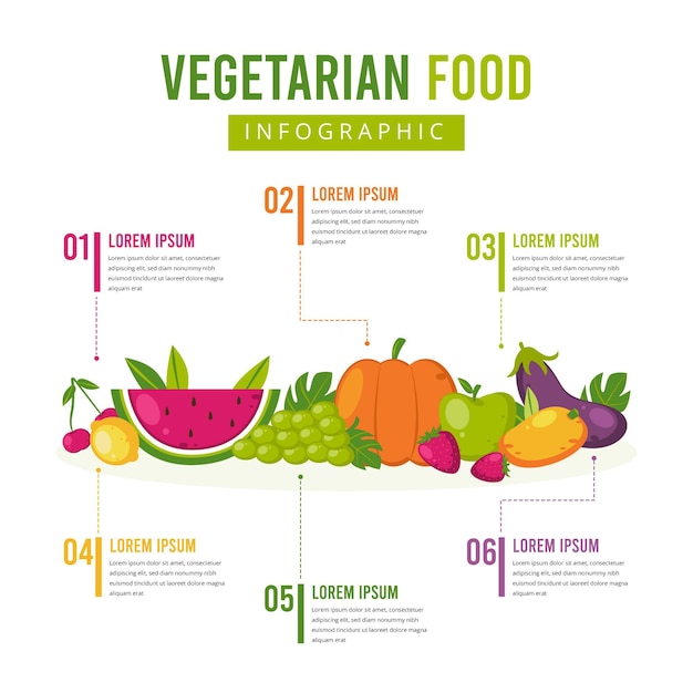 Flat design vegetarian infographic template