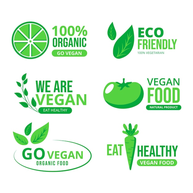 Flat design vegetarian label collection