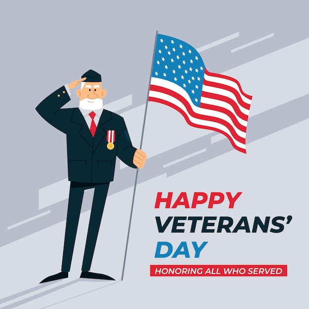 Free Vector flat design veterans day concept