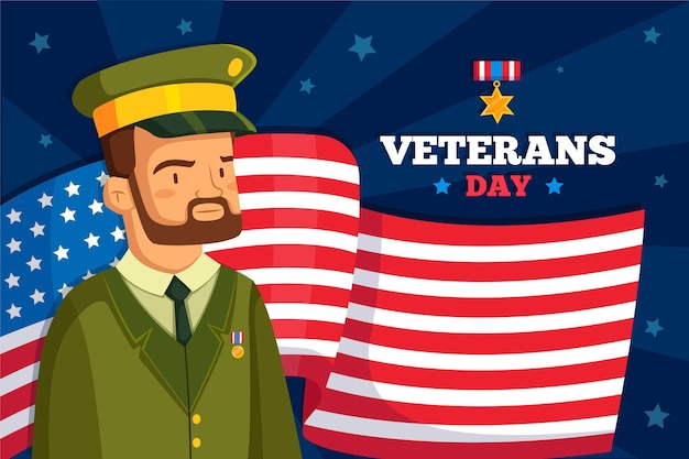 Flat design veterans day concept