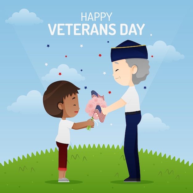 Free Vector flat design veterans day concept