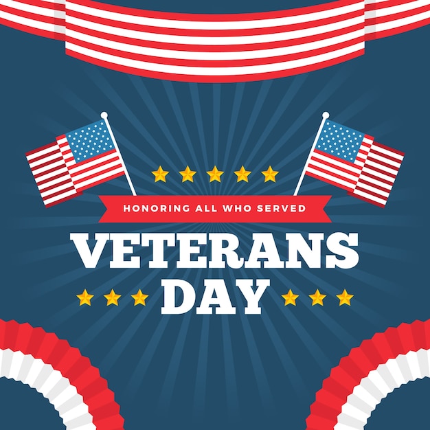 Free Vector flat design veterans day wallpaper