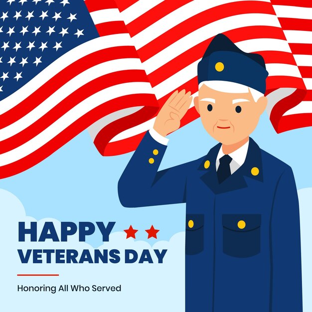 Flat design veterans day