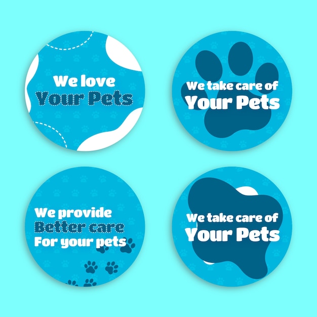 Free Vector flat design veterinary clinic labels