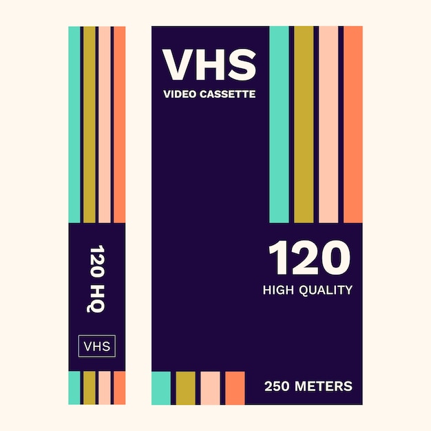 Free Vector flat design  vhs cover template