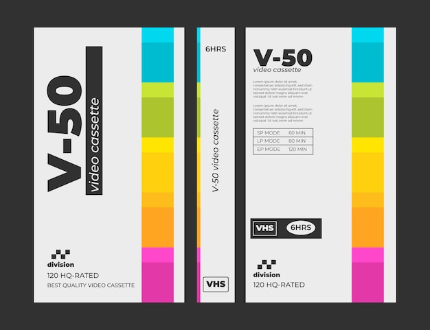 Free Vector flat design vhs cover template