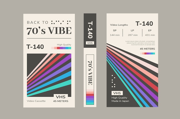 Free Vector flat design vhs cover template