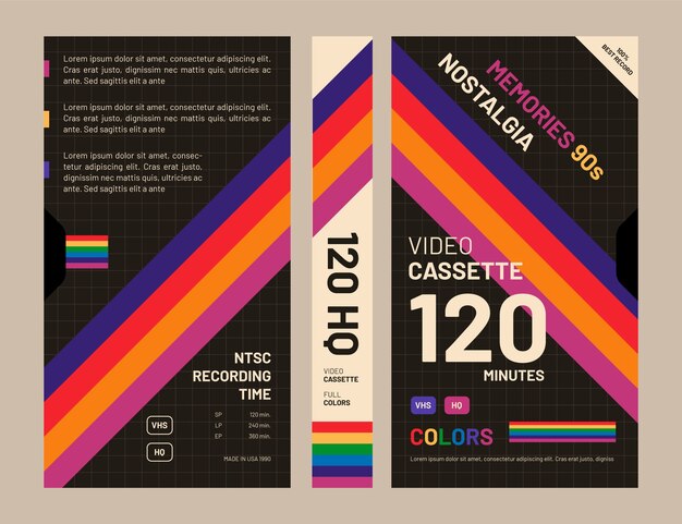 Flat design vhs cover template