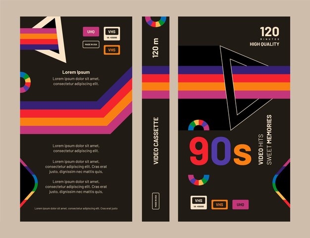 Flat design vhs cover template