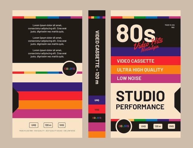 Free Vector flat design vhs cover template