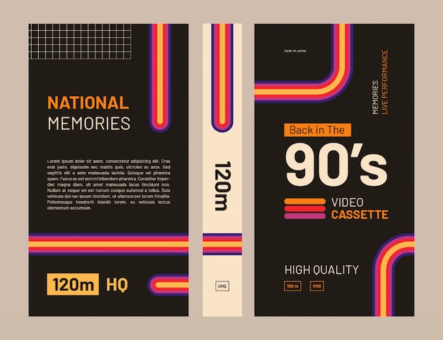 Flat design vhs cover template