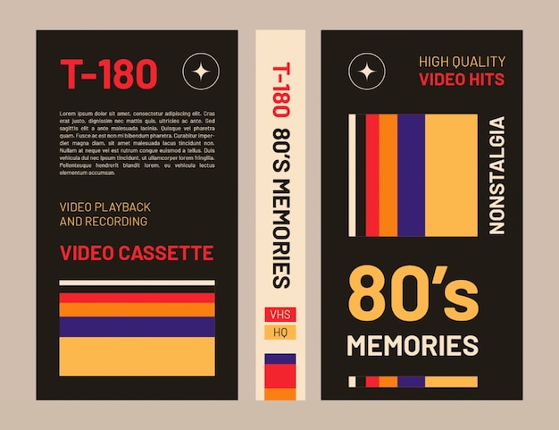 Flat design vhs cover template