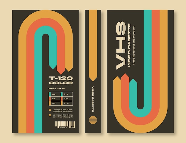 Free vector flat design vhs cover template