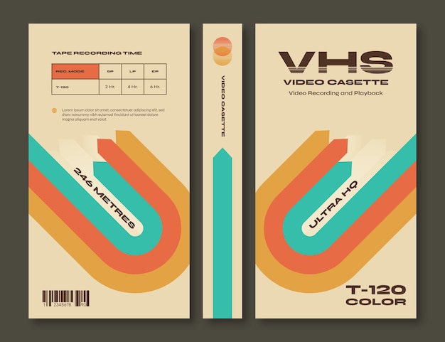 Free vector flat design vhs cover template