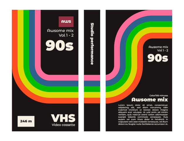 Free Vector flat design  vhs cover template