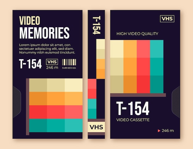 Free Vector flat design vhs cover template