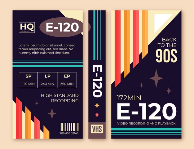 Flat design vhs cover template