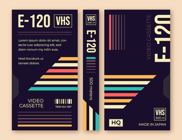 Flat design vhs cover template