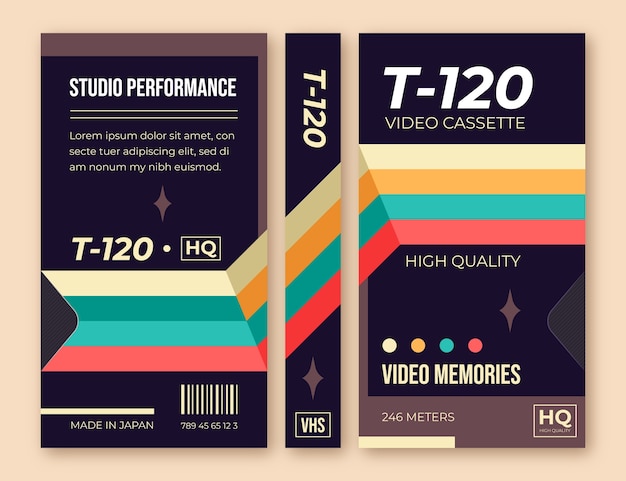 Flat design vhs cover template