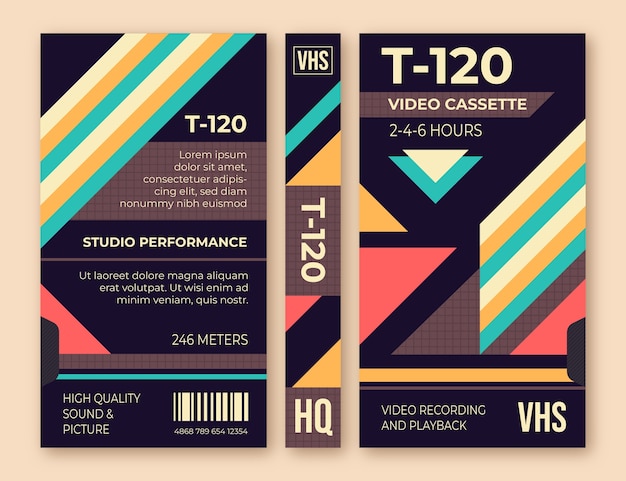 Flat design vhs cover template