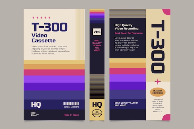 Free Vector flat design vhs cover template