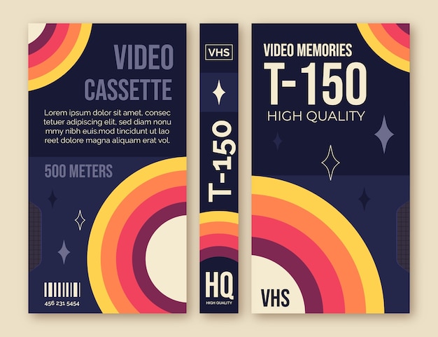 Free Vector flat design vhs cover template