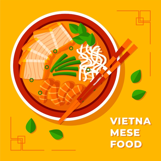 Flat design vietnamese food