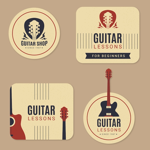 Free Vector flat design vintage guitar lessons template