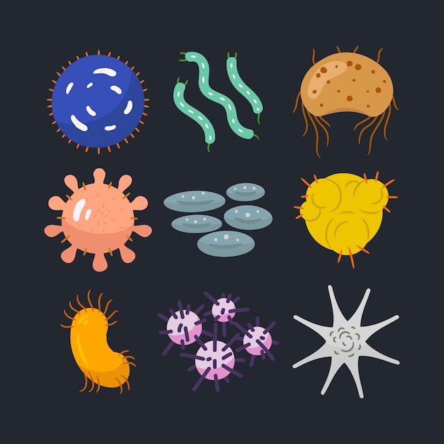 Free vector flat design virus collection style