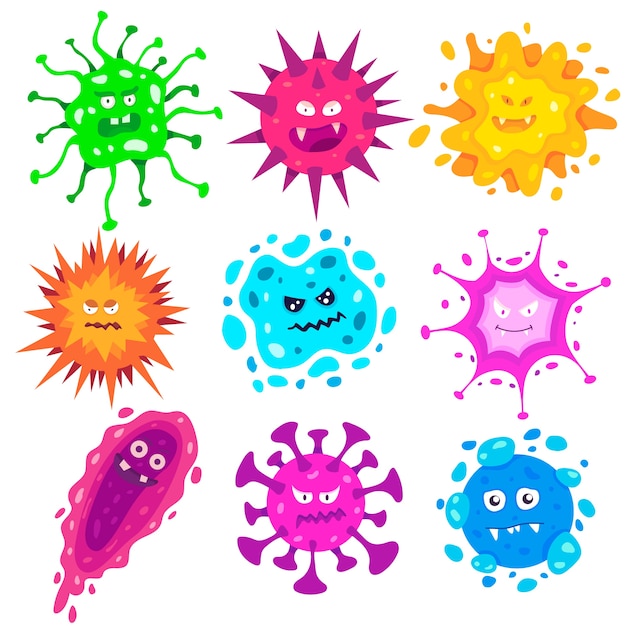 Flat design virus illustration set