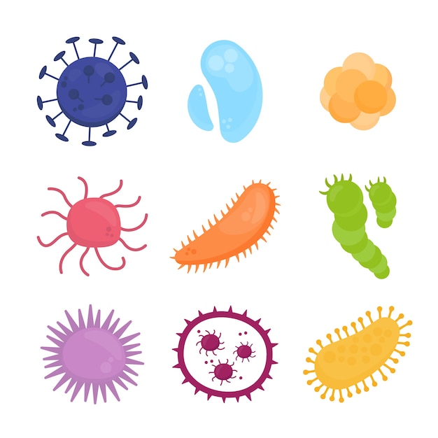 Free vector flat design virus infection set