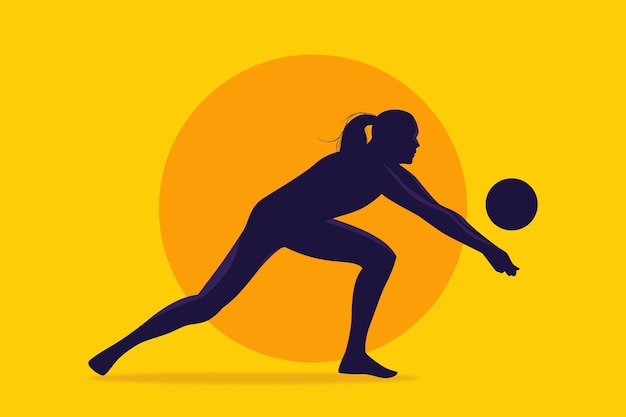 Flat design volleyball silhouette