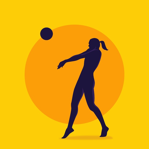 Flat design volleyball silhouette