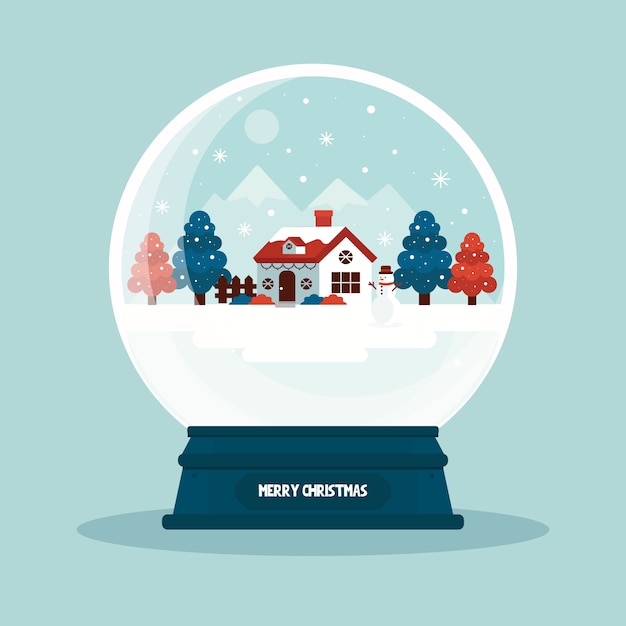 Flat design wallpaper christmas snowball globe