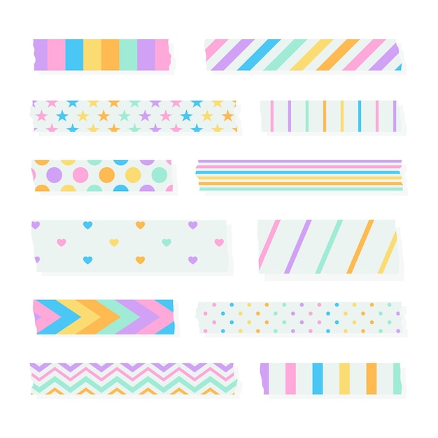 Flat design washi tape collection