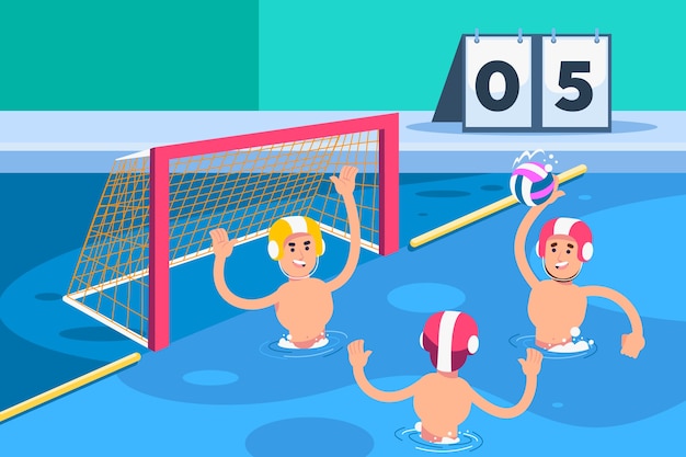 Flat design water polo illustration